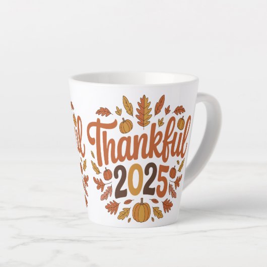 Dankbare 2025 Herfst Pompoen Thanksgiving Mok (Rechterhoek)