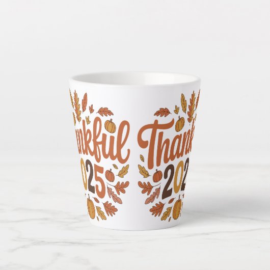 Dankbare 2025 Herfst Pompoen Thanksgiving Mok (Voorkant)