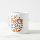 Dankbare 2025 Herfst Pompoen Thanksgiving Mok (Voorkant links)