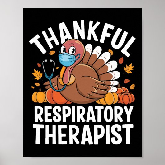 Dankbare ademhalingstherapeut Herfst Long Dankdag Poster (Voorkant)