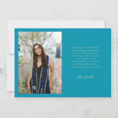 Dankbare Aqua Blauwe Multi Foto Afstuderen Aankondiging (Achterkant)