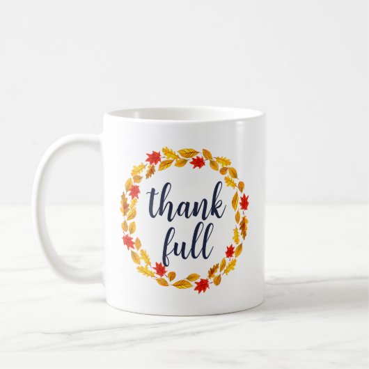 Dankbare Aquarel Herfstblad Krans Koffiemok (Links)