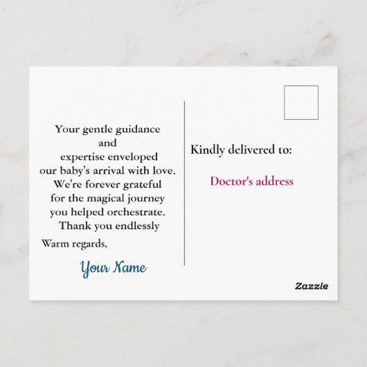 Dankbare Baby Bezorging Briefkaart (Achterkant)