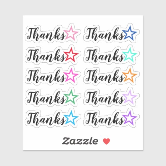 Dankbare "Bedankt" met stercontour vorm Stickers (Vel)