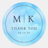 Dankbare Blauwe Aquarel Bedankt Sticker (Voorkant)