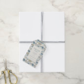 Dankbare Blauwe Geometrische Golven Cadeaulabel (Met Touw)