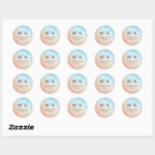 Dankbare Blauwe Perzik Waterverf Bedankt Sticker (Vel)