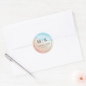 Dankbare Blauwe Perzik Waterverf Bedankt Sticker (Envelop)