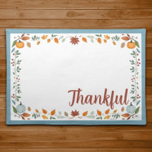 Dankbare Bloem Thanksgiving Placemat - Blauw