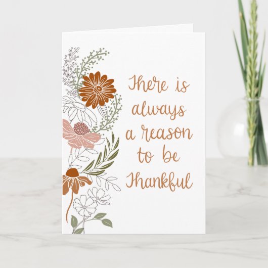 Dankbare bloemen en bladeren blanco binnen kaart (Voorkant)