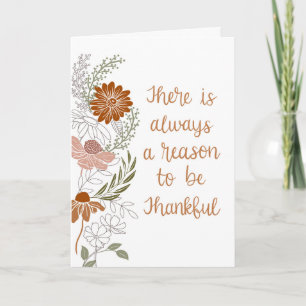 Dankbare bloemen en bladeren blanco binnen kaart