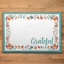 Dankbare Bloemen Thanksgiving Placemat - Turquoise