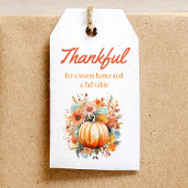 Dankbare Bloemenpompoen Thanksgiving Cadeaulabel