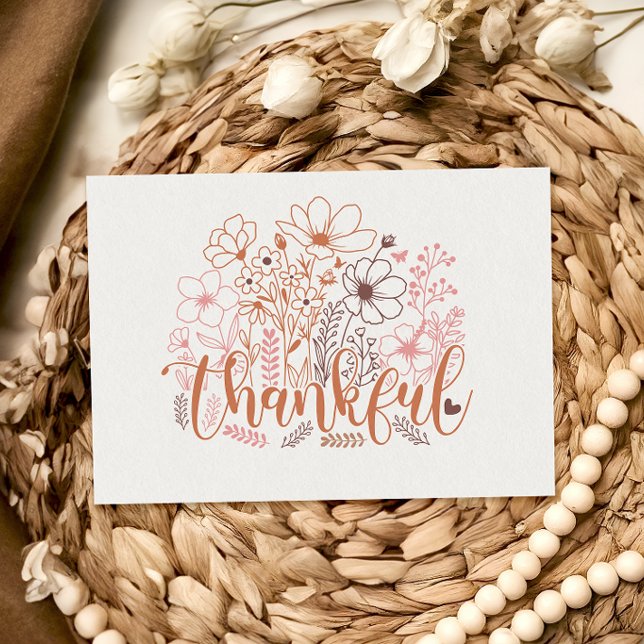 Dankbare Bloemige Boho Getekende Thanksgiving Kaar (Creator heeft geüpload)