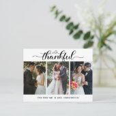 Dankbare bruiloft foto collage Dank u Briefkaart (Staand voorkant)