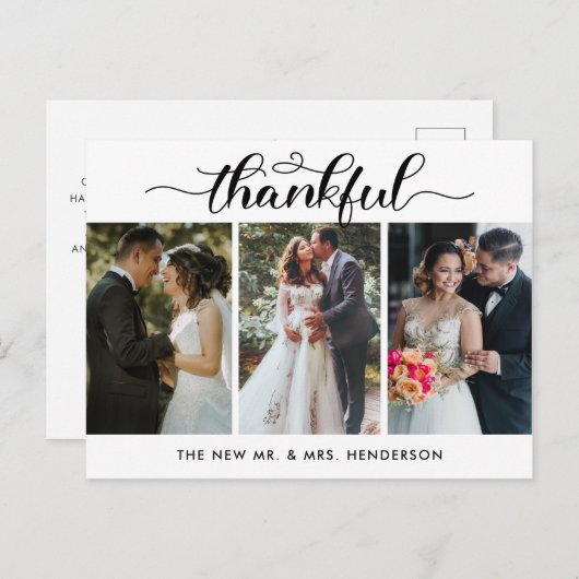 Dankbare bruiloft foto collage Dank u Briefkaart (Voorkant / Achterkant)