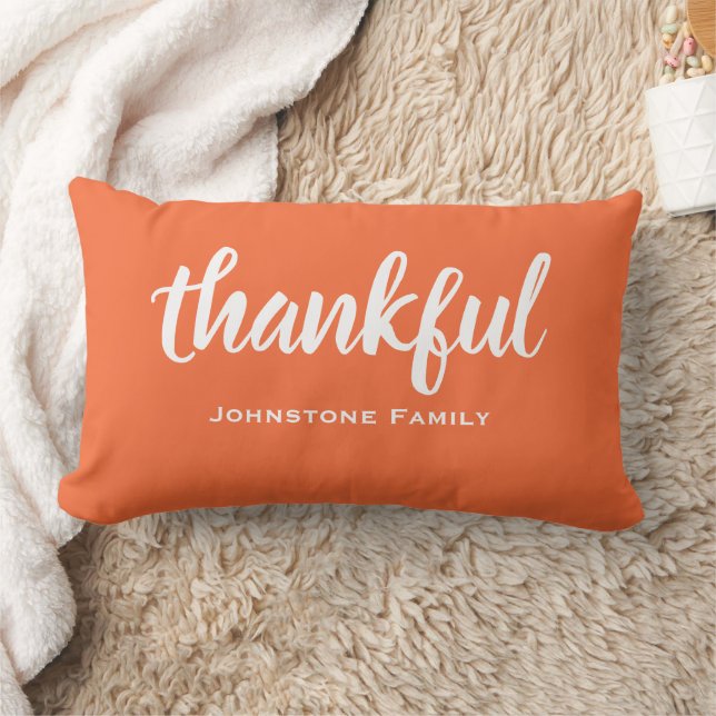 Dankbare Chic Script Familie Rustieke Thanksgiving Kussen (Deken)