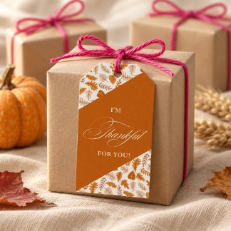 Dankbare Cliënten Dankzegingsdag | Elegante Herfst Cadeaulabel