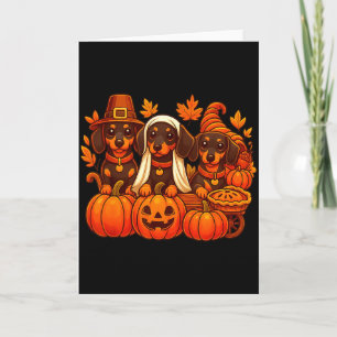 Dankbare Dachshund Worst Hond Thanksgiving Pompoen Kaart