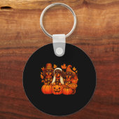 Dankbare Dachshund Worst Hond Thanksgiving Pompoen Sleutelhanger (Voorkant)