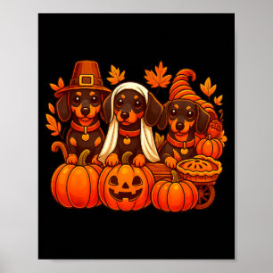 Dankbare Dachshund Worstelhond Thanksgiving Pompoe Poster