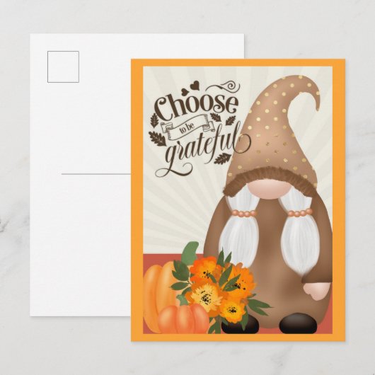 Dankbare dank herfst herfst kabouter briefkaart (Voorkant / Achterkant)