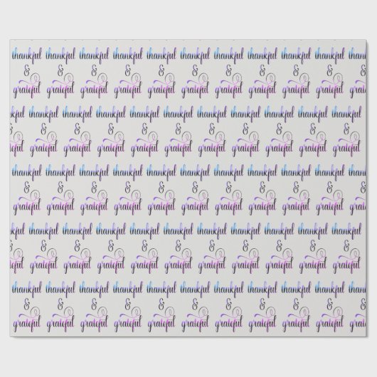 Dankbare & dankbare Fancy Tekst Cadeaupapier (Vlak)