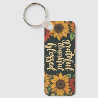 Dankbare, dankbare, gezegende aluminium rechthoek  sleutelhanger