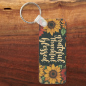 Dankbare, dankbare, gezegende aluminium rechthoek  sleutelhanger (Voorkant)