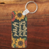 Dankbare, dankbare, gezegende aluminium rechthoek  sleutelhanger (Achterkant)