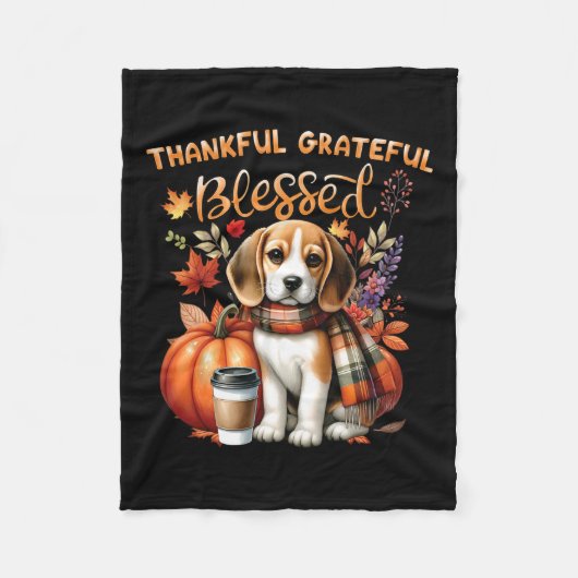 Dankbare dankbare gezegende Beagle Dog Happy Herfs Fleece Deken (Voorkant)