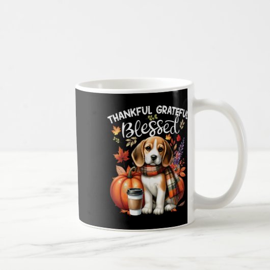 Dankbare dankbare gezegende Beagle Dog Happy Herfs Koffiemok (Rechts)