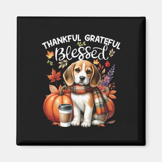 Dankbare dankbare gezegende Beagle Dog Happy Herfs Magneet (Voorkant)