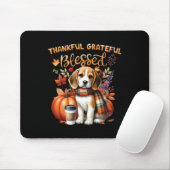 Dankbare dankbare gezegende Beagle Dog Happy Herfs Muismat (Met muis)