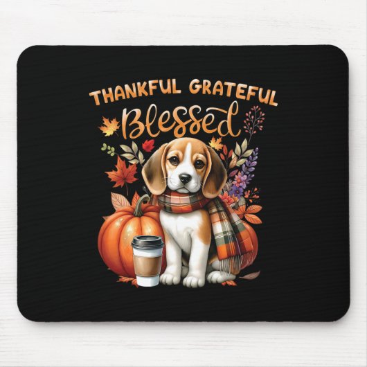 Dankbare dankbare gezegende Beagle Dog Happy Herfs Muismat (Voorkant)
