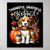 Dankbare dankbare gezegende Beagle Dog Happy Herfs Poster (Voorkant)