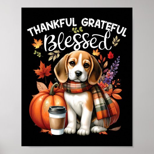 Dankbare dankbare gezegende Beagle Dog Happy Herfs Poster (Voorkant)