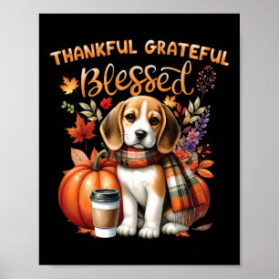 Dankbare dankbare gezegende Beagle Dog Happy Herfs Poster