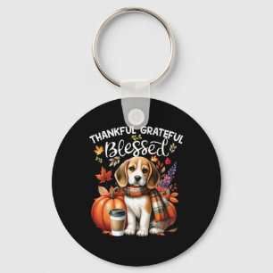 Dankbare dankbare gezegende Beagle Dog Happy Herfs Sleutelhanger