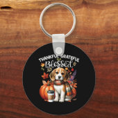 Dankbare dankbare gezegende Beagle Dog Happy Herfs Sleutelhanger (Voorkant)