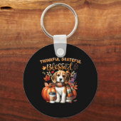 Dankbare dankbare gezegende Beagle Dog Happy Herfs Sleutelhanger (Voorkant)