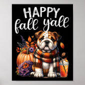 Dankbare dankbare gezegende Engelse Bulldog Herfst Poster (Voorkant)