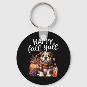 Dankbare dankbare gezegende Engelse Bulldog Herfst Sleutelhanger