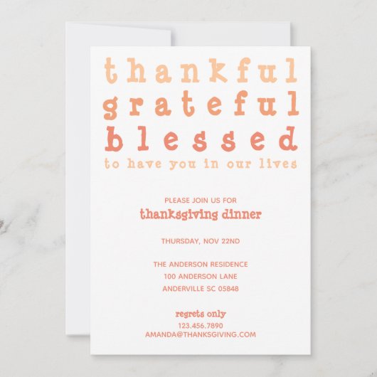 Dankbare dankbare gezegende gestreepte Thanksgivin Kaart (Voorkant)