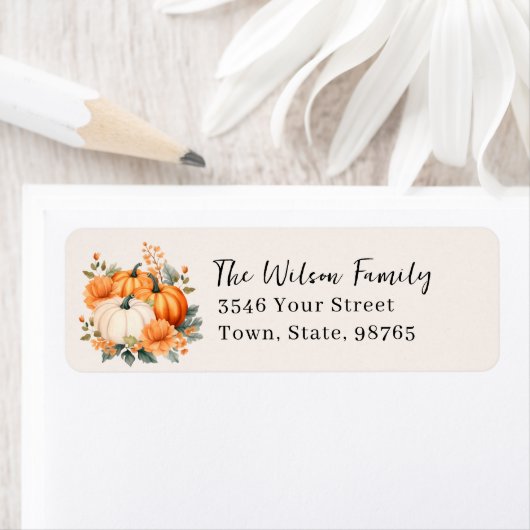 Dankbare Dankbare Gezegende Herfst Pompoen Custom  Etiket (Insitu)