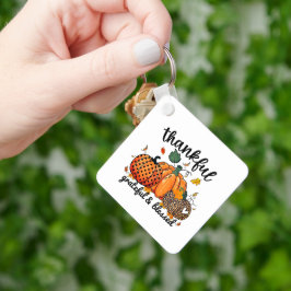 Dankbare dankbare gezegende herfst pompoen sleutelhanger