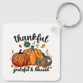 Dankbare dankbare gezegende herfst pompoen sleutelhanger (Achterkant)