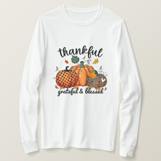 Dankbare dankbare gezegende herfst pompoen t-shirt (Design voorkant)
