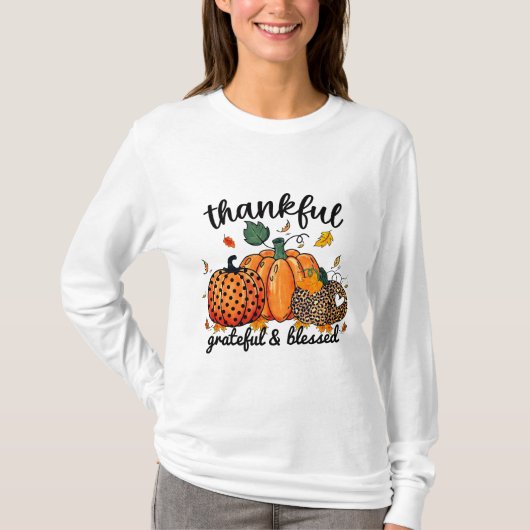 Dankbare dankbare gezegende herfst pompoen t-shirt (Voorkant)