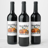 Dankbare dankbare gezegende herfst pompoen wijn etiket (Flessen)